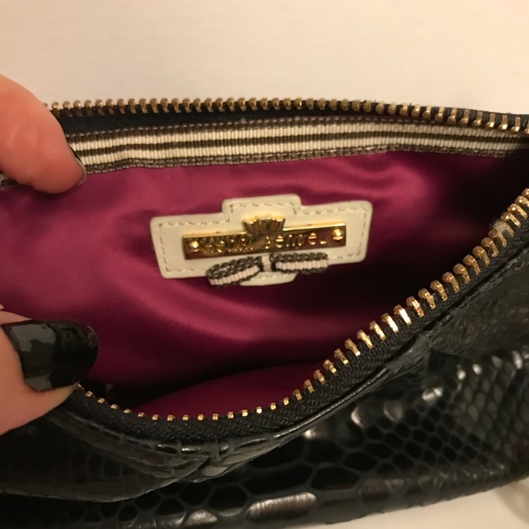 Henri Bendel black lizard leather bag wristlet - Picture 2 of 4